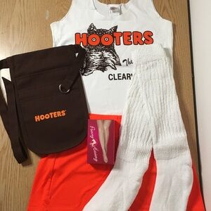 New Hooters Girl Uniform Tank Shorts Pouch Hose & Socks Size Small/Large